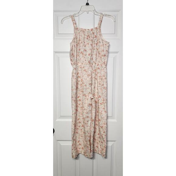 Carters Girls Floral Linen Blend One Piece Jumpsuit Size 12 - Picture 2 of 5